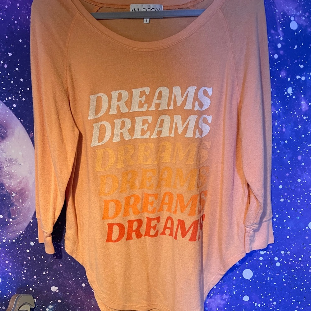 Wildfox Orange Dreams Graphic Long Sleeve Jersey Tunic small